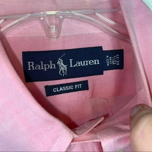 Ralph Lauren Classic fit Shirt 15.5 32/33 pink long sleeve button up Flesh Pony - Picture 3 of 5